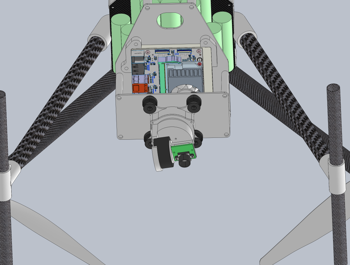 Jetson Orin Nano and camera mounted to modified DJI Phantom 3